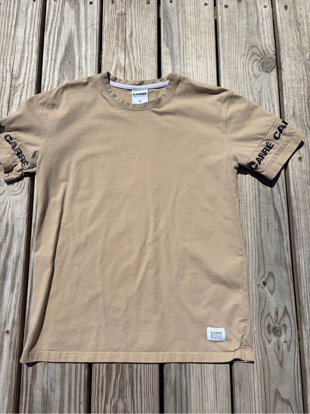 CARRE MENS MEDIUM‎ PARIS 1789 T SHIRT Logo Spell Out Beige Streetwear Minimalist